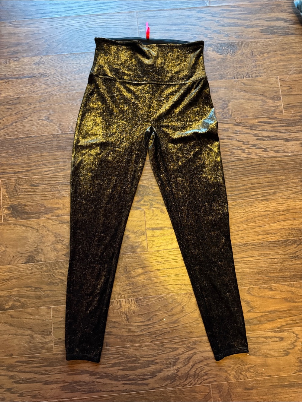 SPANX Metallic Black High-Waist Leggings